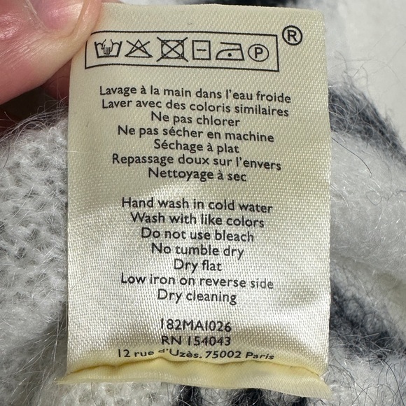 Sezane Paige Mohair Merino Wool White Ecru Black Stripe Sweater Jumper Sz Small - Picture 9 of 13